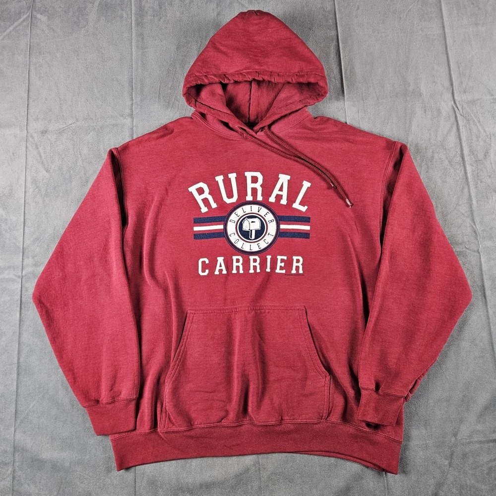 Rural Carrier Hoodie XL Red Graphic Pullover Mail Worker Port & Company